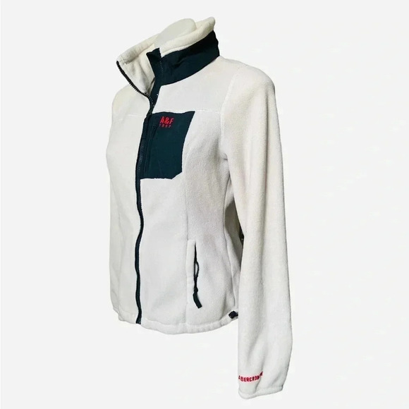 ABERCROMBIE & FITCH | Women’s Fleece Zip-up Cream Jacket Size M - Picture 3 of 9